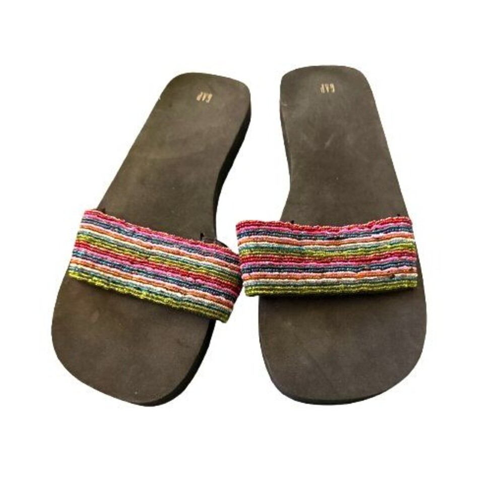 New Vintage Gap Slip On Multicolor Beaded Sandals Sz 10